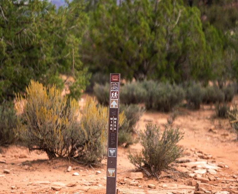 Wire Mesa trail marker post