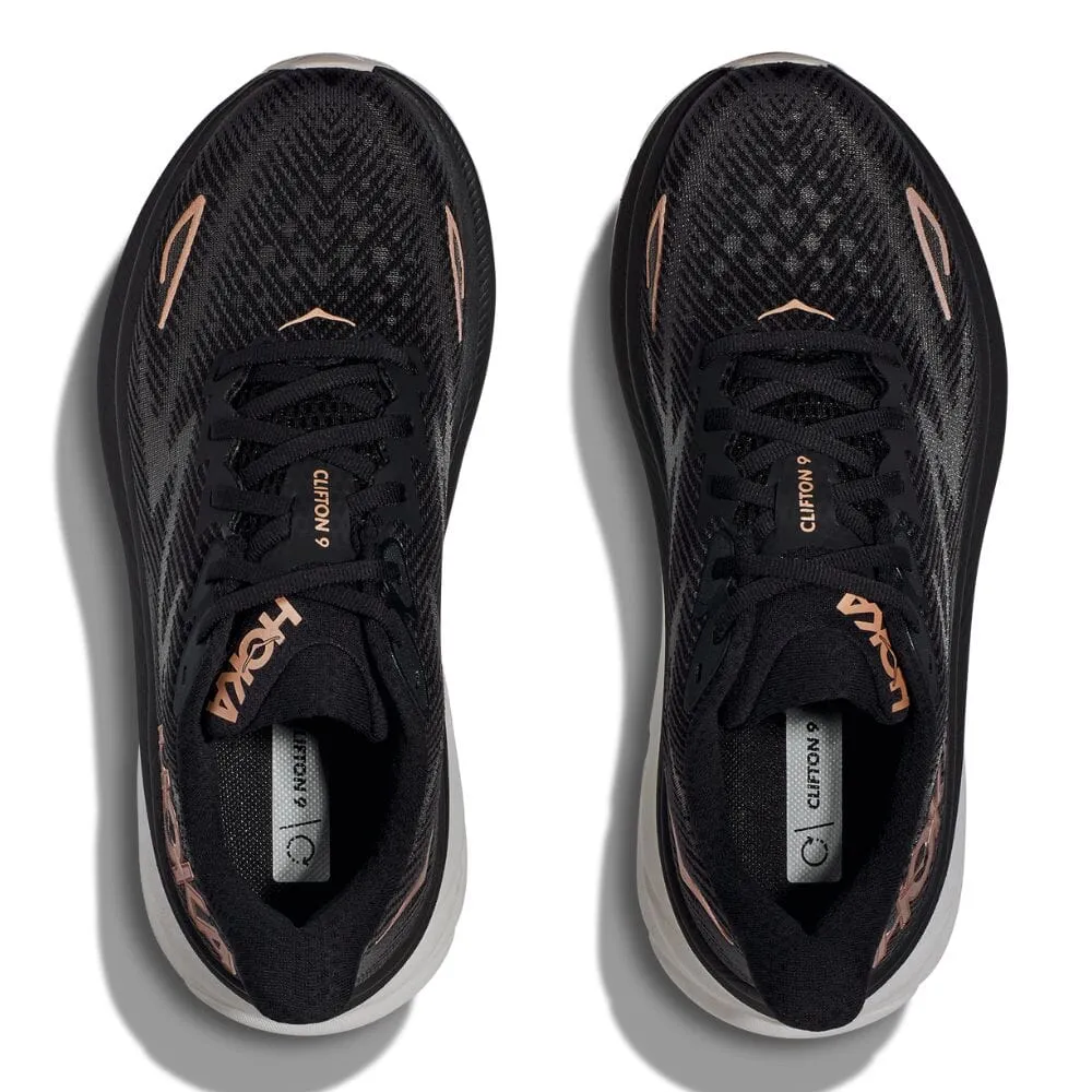 HOKA ONE ONE HOKA CLIFTON 9 WOMENS BRGLBLACK/ROSE GOLD